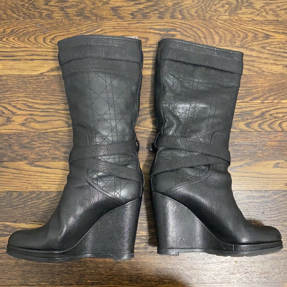 Christian Dior black leather wedge boots - Picture 5 of 14